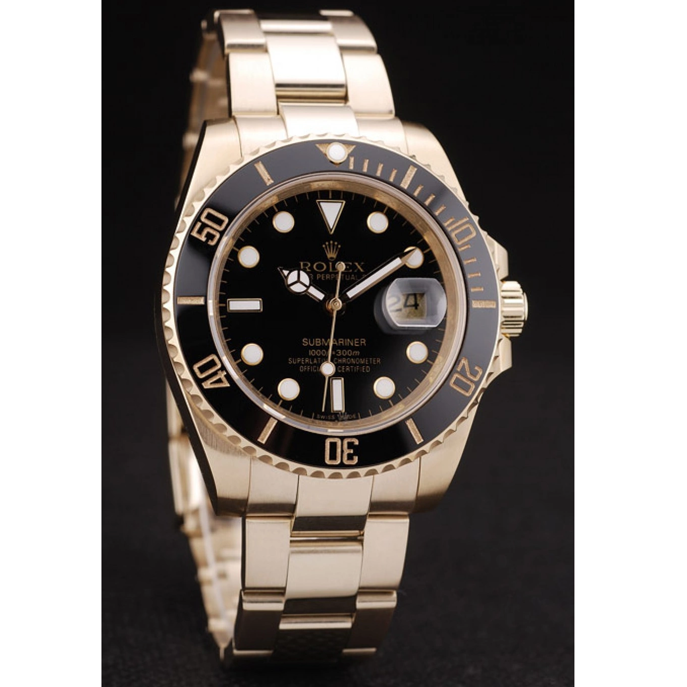 Aaa fake watches 98231 Black Ceramic Bezel Rolex Black Submariner Dial 0516